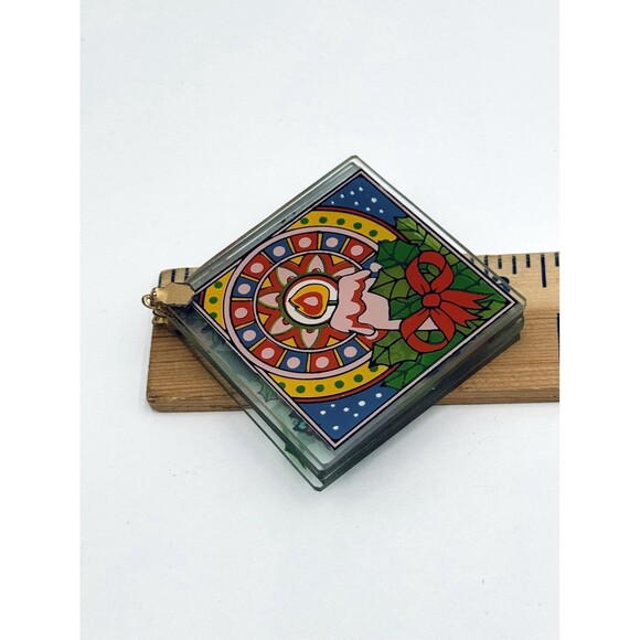 Vintage Christmas Ornament Lot of 5 Glass Cardinal Santa Lion Poinsettia Candle - Picture 9 of 9